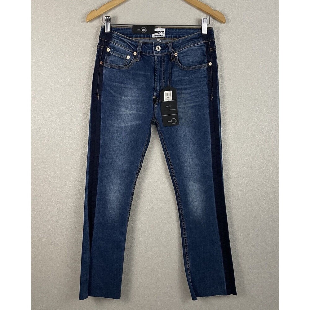 Umgee Womens 28 Crop Flare Raw Hem Jeans
